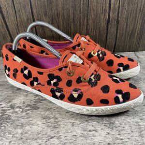 Kate Spade X Keds Floral Print Orange Black Pointed Toe Shoes Women’s Size 6.5